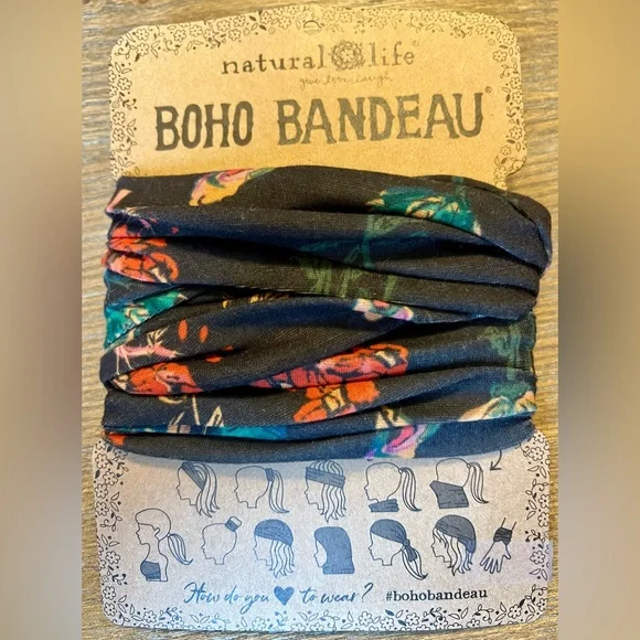 Natural Life Boho Floral Headband in Black and Red NWT - Picture 1 of 2